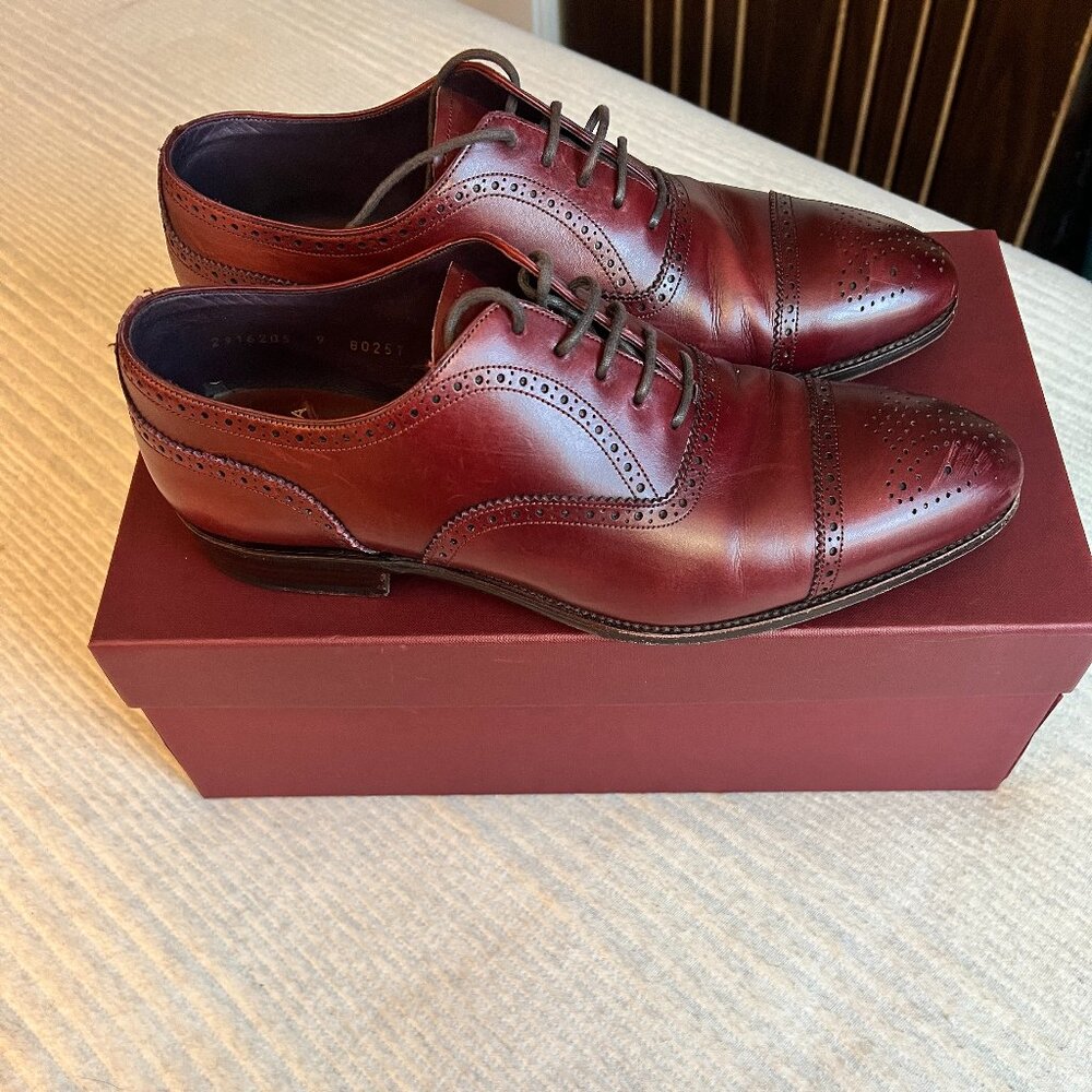 Carmina Men’s Oxford Brogue Shoes – Burgundy (Oxblood) – Handmade. Size 8.5
